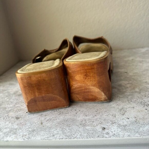 No Boundaries Y2K 90's Wood Chunky Sugar Pie Platform Patchwork Heels size 10 - Picture 10 of 11